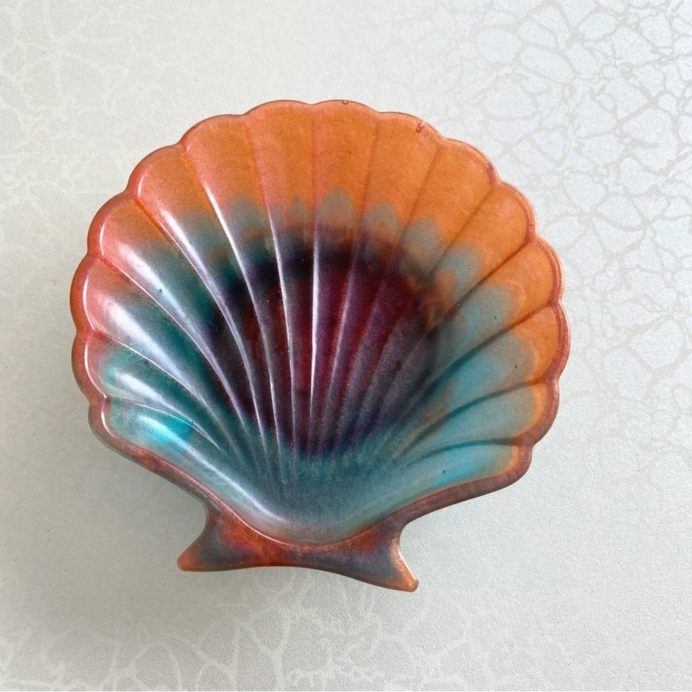 Decorative Iridescent Small Shell Resin Soap Holder Dish - Orange, Teal, Purple